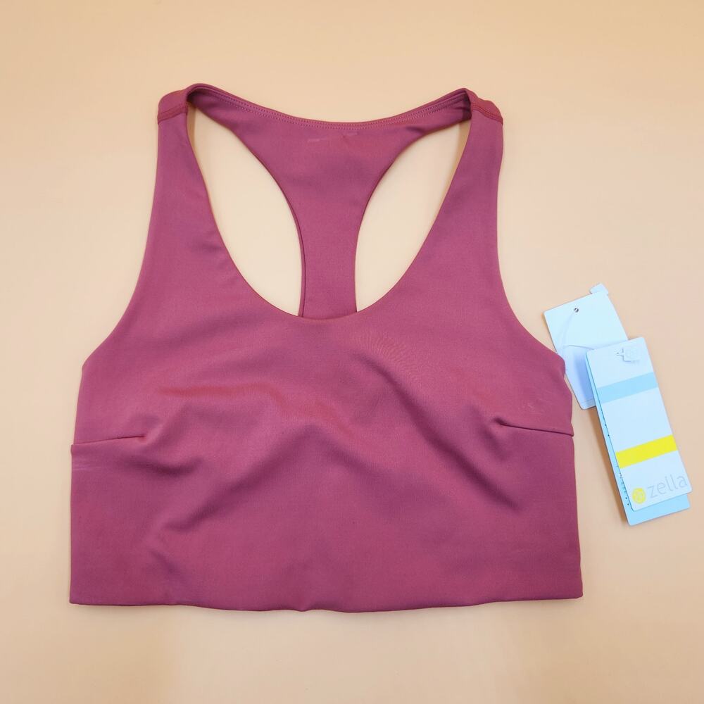 Zella Women's Pink Mauve Studio Lite Longline Wireless Sports Yoga Bra Size XS